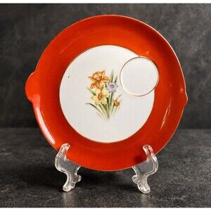 UCAGCO Occupied Japan Snack Plate Cup Holder Orange Daffodil 8”
